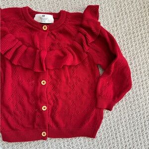 Ruffled Red Cardigan 2T
